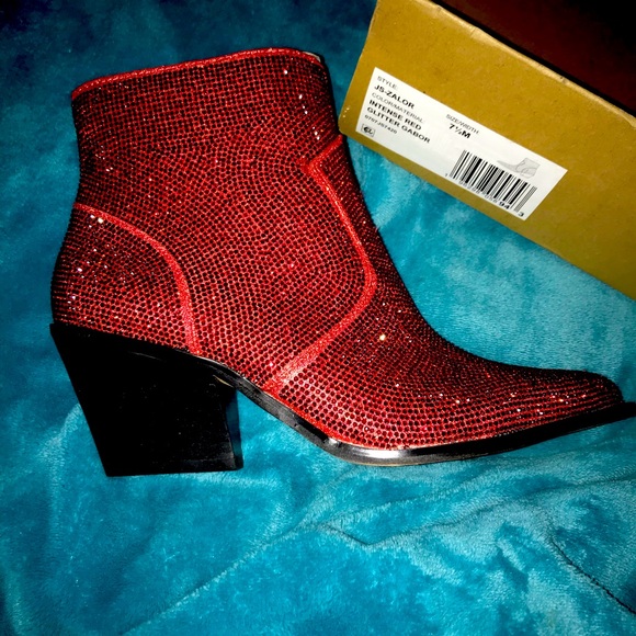 2 pairs of brand new !!! red and black Jessica Simpson new sparkly boots - Picture 1 of 12